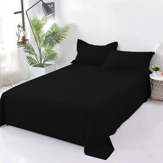 Plain Cotton Bedsheet Set – Black
