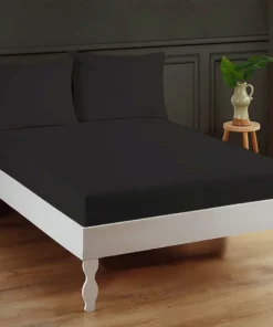 Plain Black Fitted Bed Sheet
