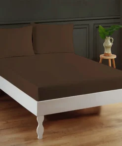 Plain Dark Brown Fitted Bed Sheet