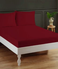 Plain Maroon Fitted Bed Sheet