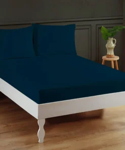 Plain Navy Blue Fitted Bed Sheet