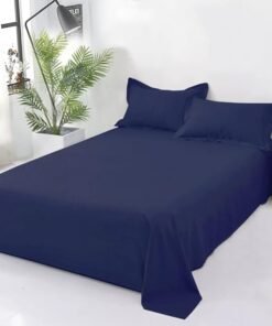 Plain Cotton Bedsheet Set – Navy Blue