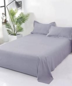 Silver Plain Cotton Bedsheet Set – Soft & Durable