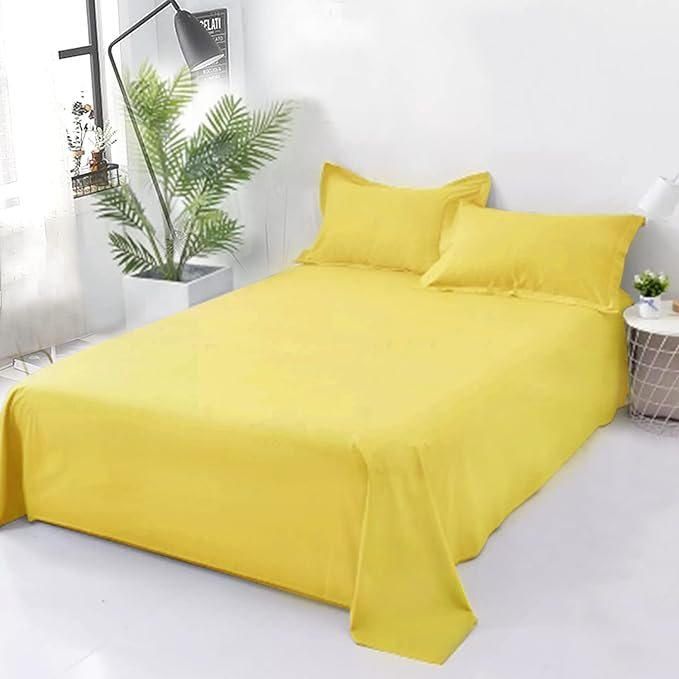 Plain Cotton Bedsheet Set – Yellow